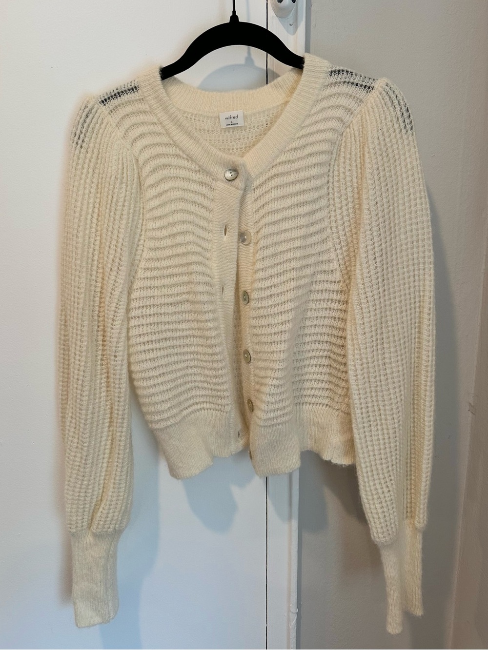 Wilfred Aritzia, White Knit Cardigan, Size L